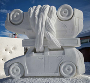 Snow sculpture of automobile from 2016 contest