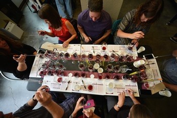 View of wine blending table